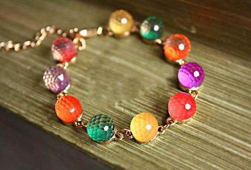 Amazing Rainbow Color Candy Crystal Ball Bracelet