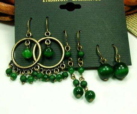 ***True Grace Accessories*** 3 Pairs Set Retro Bronze Dangle Earrings