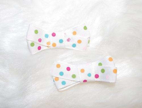 ***True Grace Accessories*** Cute Lovely Pretty Kiddie Size Hair Clips (Colorful Dots)