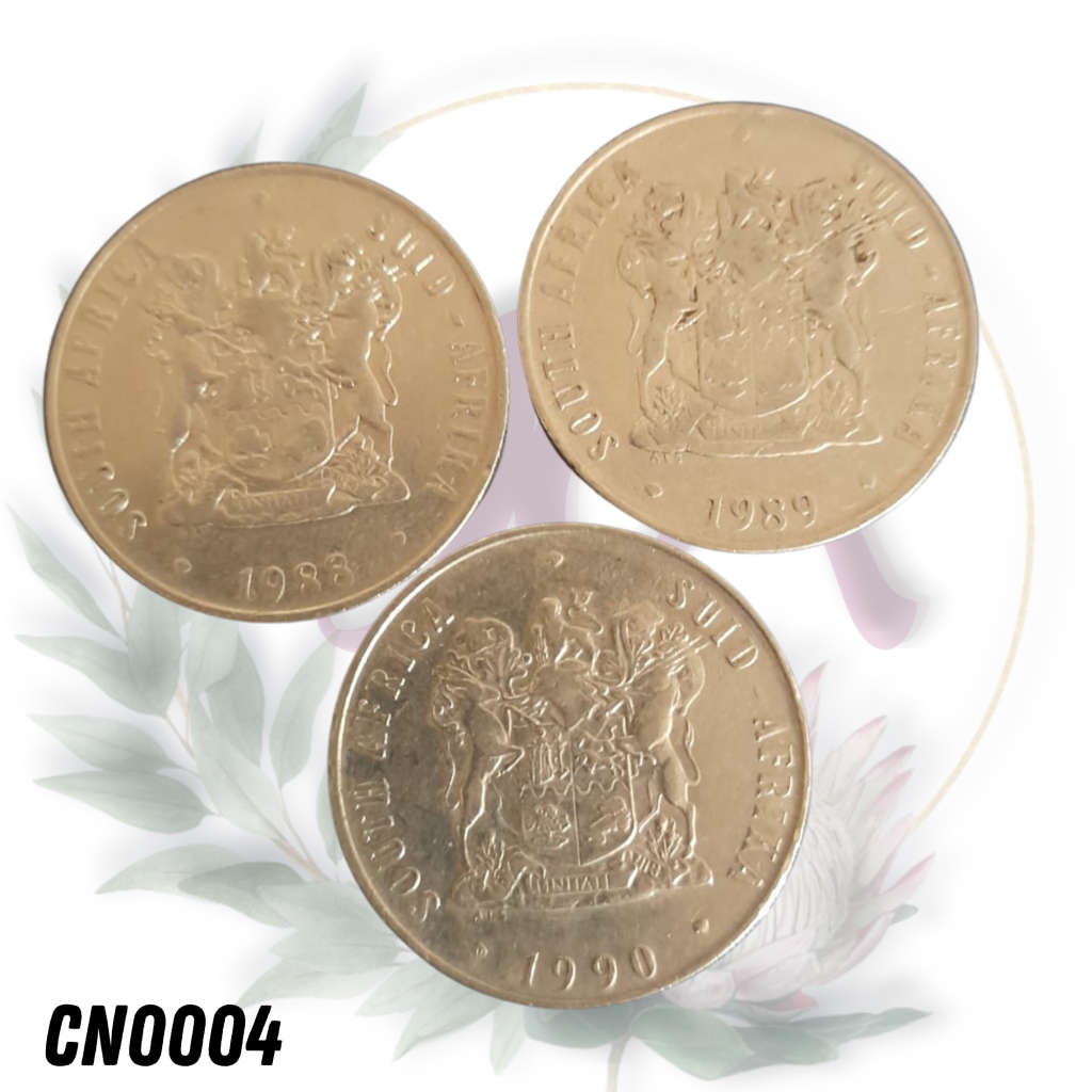 50 c coin South Africa 1976, 1977, 1978, 1980, 1887, 1988, 1989, 1990