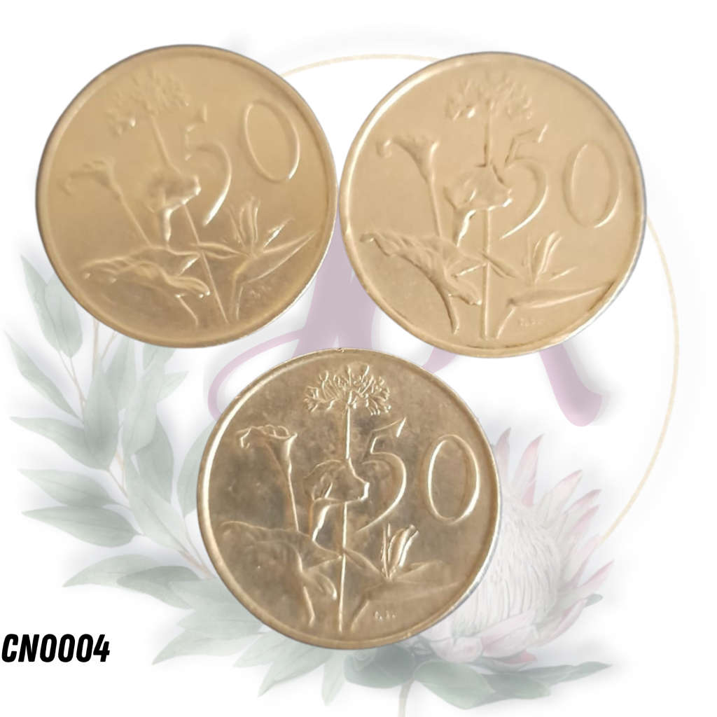 50 c coin South Africa 1976, 1977, 1978, 1980, 1887, 1988, 1989, 1990