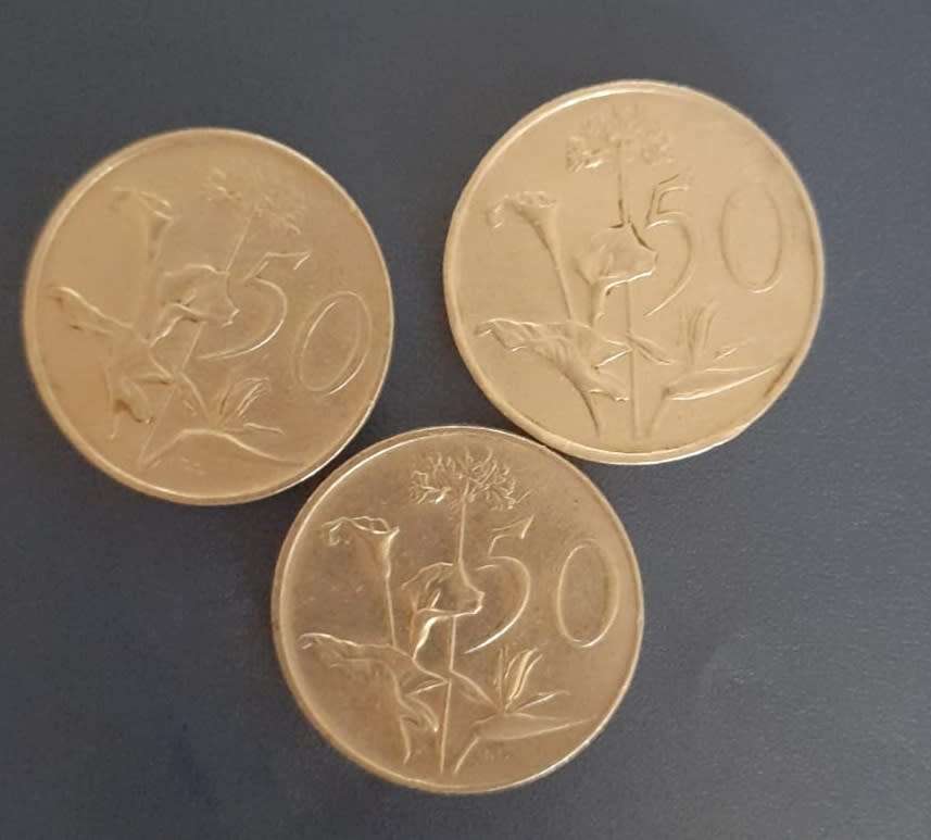 50c coin South Africa 1988, 1989, 1990