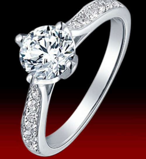 Romantic Rhodium Plated Set Clear Round CZ Stone Wedding or Engagement Ring