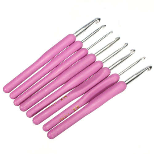 Lilac crochet set of 8  LOVELY Quality hooks