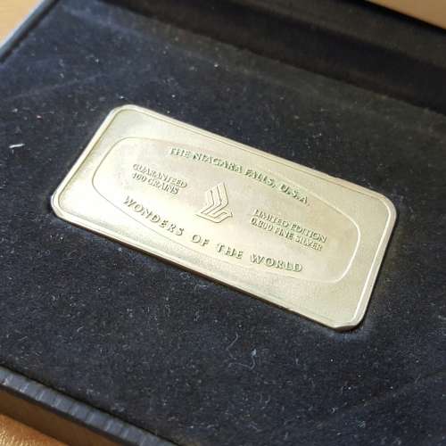 Wonders of the World Niagra Falls Silver Ingot