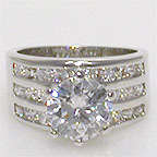 STUNNING 5 CT ROUND/BAGUETTES CZ CUBIC ZIRCONIA RING