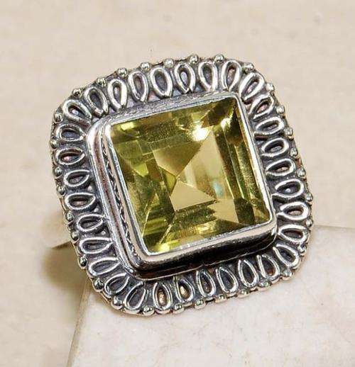 6CT Natural Lemon Citrine 925 Solid Sterling Silver Ring Sz 5.75