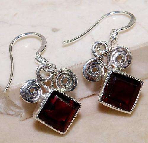 4CT Fire Garnet 925 Solid Sterling Silver Earrings 1" Inches Long