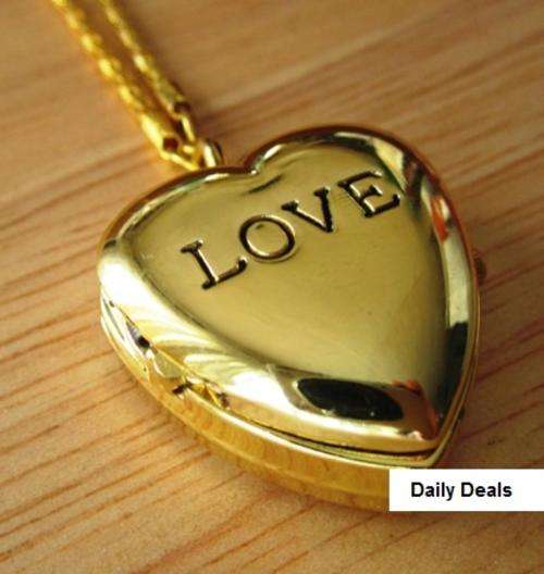 LOVE Heart Chaoya Stainless Steel Back Quartz Pocket Watch Necklace