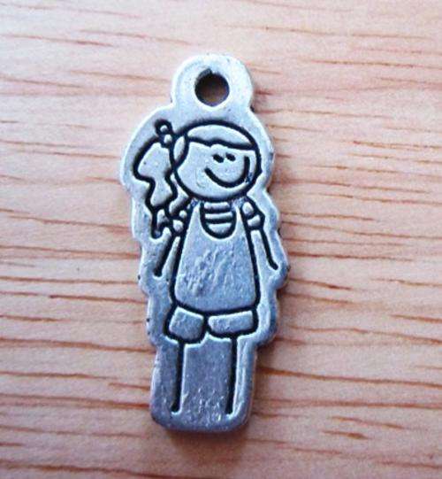 Tibet Silver Girl Charm 39x12mm