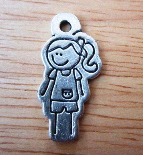 Tibet Silver Girl Charm 29x14mm
