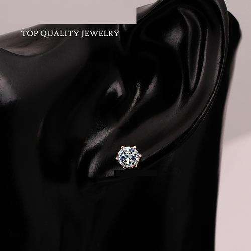 ITALINA Six Claw 5mm 0.5ct CZ Diamond 18K Gold Stud Earrings Jewelry Wholesale