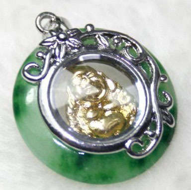 Charming cute jade luck Buddha amulet pendant necklace