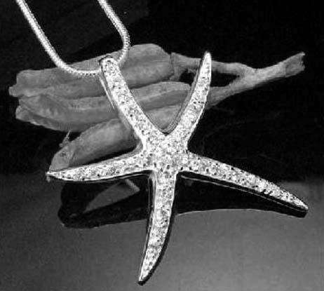 925 STERLING SILVER STARFISH W/ZIRCON NECKLACE CN42
