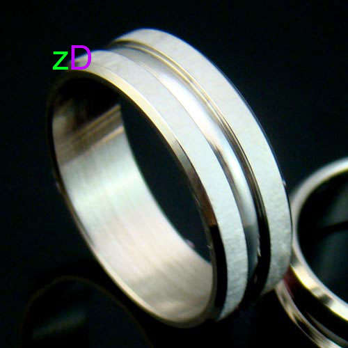 B8668 silver groove Stainless 316L Steel Band Ring Sz8
