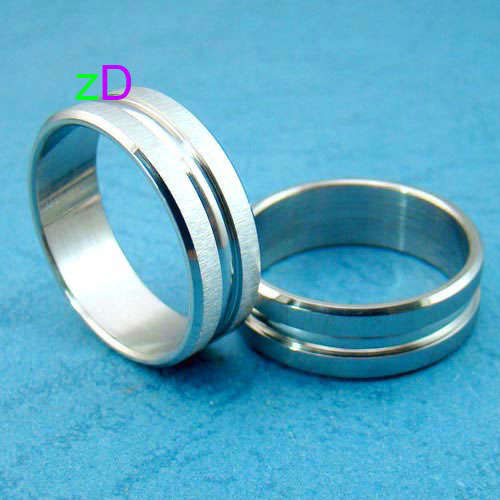 B8661 silver groove Stainless 316L Steel Band Ring Sz11