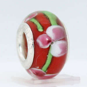 1 X 925 silver glass bead charm fit pandora biagi IW40