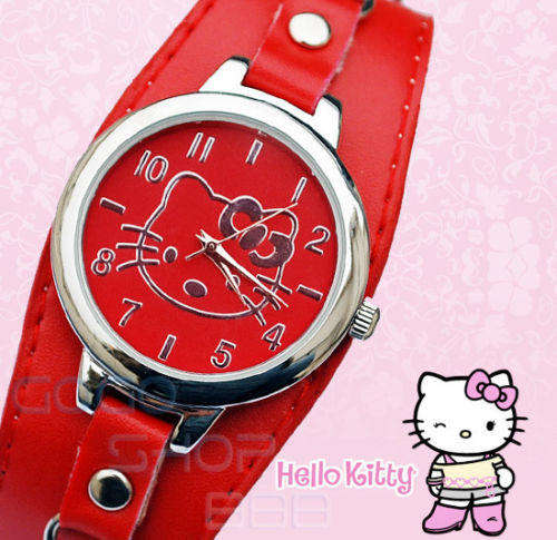 NEW Hello Kitty Girls Lady Quartz Wrist Watch 47 Red