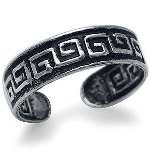 5MM Greek Key Sterling Silver Adjustable Toe Ring