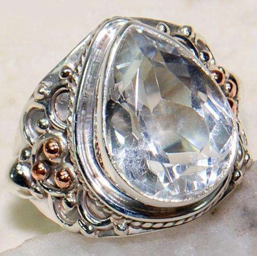 Copper White Topaz 925 Sterling Silver Ring Sz 8.75;50