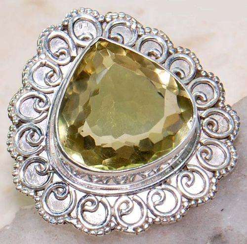 Stylish Lemon Citrine 925 Sterling Silver Ring Sz 8.5