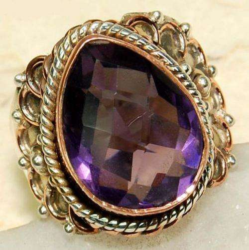 Victorian Style Amethyst 925 Sterling Silver Ring Sz 9