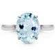 1.20 CT. BLUE SIMULATED AQUAMARINE SILVER PLATED RING - STONES 7.0 X 5.0 MM./RING SIZE J