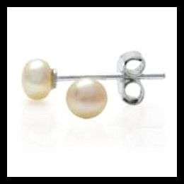 LOW START! Stunning 4MM Natural Peach Pearl 925 Sterling Silver Stud Earrings