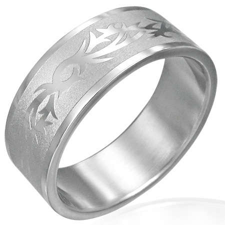 ***R1 NO RESERVE!!*** BEAUTIFUL TRIBAL DESIGN MEN'S STAINLESS STEEL RING SIZE 12