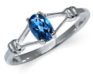 FREE SHIPPING**0.52ct. Natural London Blue Topaz Sleek Solitaire 925 Sterling Silver Ring