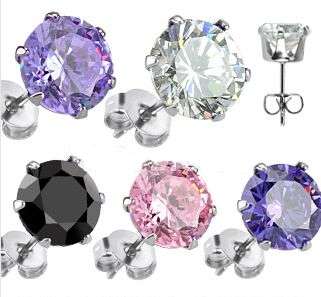 *NO RESERVE! One set of "Pretty Multi Cz Studs" Sterling Silver Stud Round Cut CZ Earrings