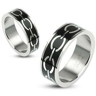 **SAVE R250!!*** NEW!! SILVER LOVE RINGS BLACK STAINLESS STEEL RING size 12