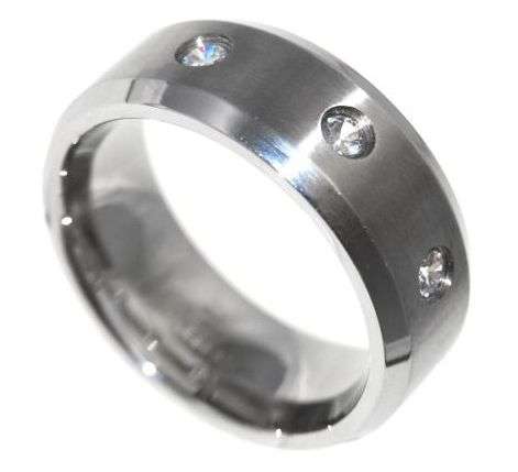 **FREE SHIPPING!!**SUPER SATIN FINISH!!! - MENS 0.30CTW STAINLESS WEDDING RING - SIZE 10