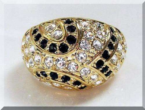 **SPECIAL PROMOTION!** STRIKING CZ DIAMONDS&SAPPHIRE CLAD IN 18K YELLOW  GOLD size 9