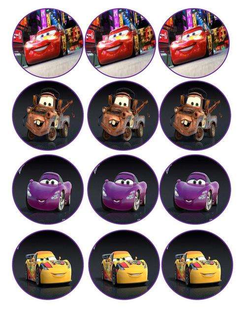 Cars Edible Cupcake Pictures (24 cupcake circles)