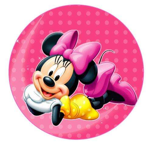 Minnie mouse Round Cake Edible Picture & 16 Edible Cupcake Toppers
