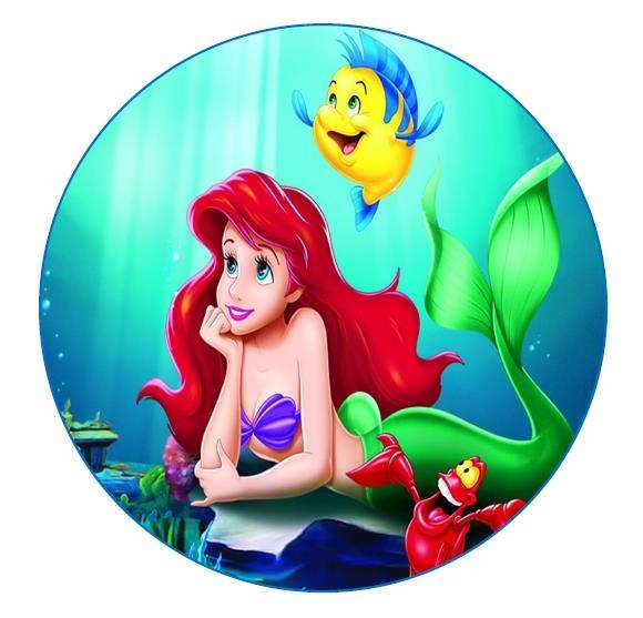 Little Mermaid Round Cake topper & Cupcake Toppers Pack