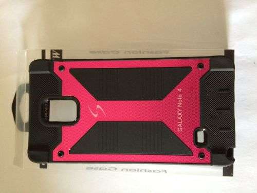 SAMSUNG GALAXY NOTE 4 HEAVY DUTY HYBRID CASE - BLACK AND PINK
