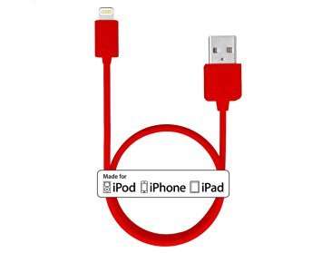 RED DATA LIGHTNING TO USB CABLE FOR iPhone 5,5s+c,5s,6,6s,6+,6s+,iPad4,iPad5,iPod