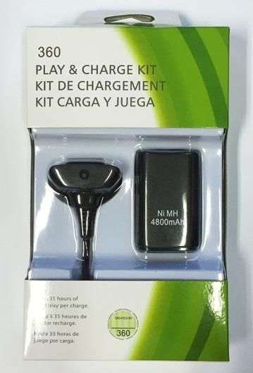 XBOX 360 4800mAh 2-in-1 Wireless Controller Battery Pack with USB Cable