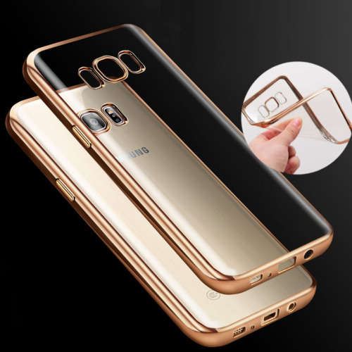 Ultra Thin TPU Case (Clear) with rose gold frame for Samsung Galaxy  S8 Plus