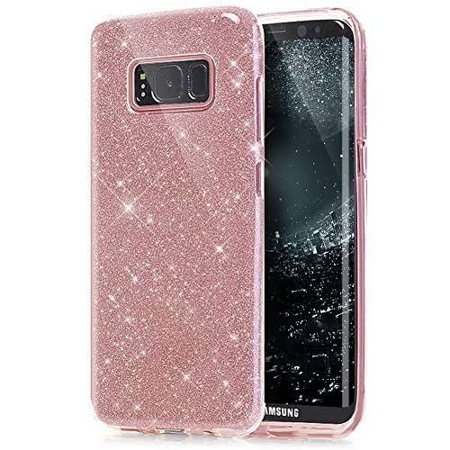 Glitter Silicone Sparkling Bling Case with protective bumper For Samsung S8 (pink)