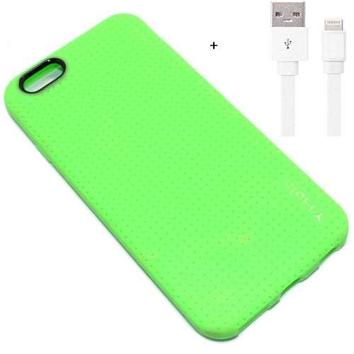 Gel Case For Iphone 5/5s or 6/6s- Green INCLUDING 1 x Flat Noodle Charging Cable - COMBO DEAL!