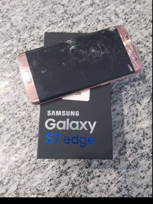 SAMSUNG GALAXY S7 EDGE with BROKEN SCREEN/LCD - PINK GOLD with BOX