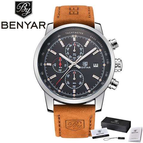 BENYAR Men's Luxury Brand Quartz Watch Chronograph