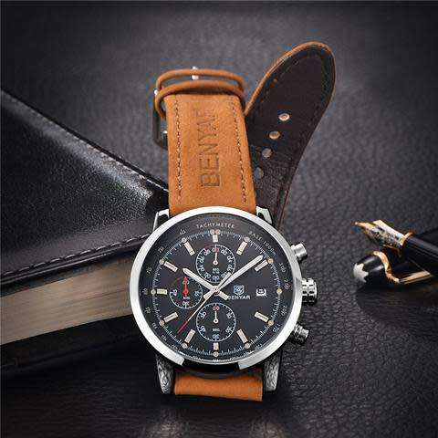 BENYAR Men's Luxury Brand Quartz Watch Chronograph