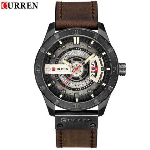 CURREN Men's 3d Leather Strap Military Sports Watch