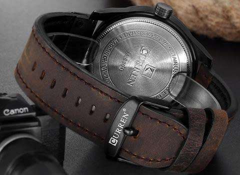 CURREN Men's 3d Leather Strap Military Sports Watch