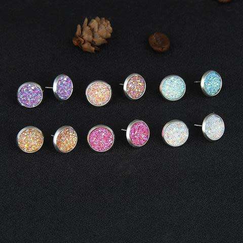 Beautiful Bling Earring Sets 6 Pairs / Set Mixed Colour Cute Round Stud Earrings