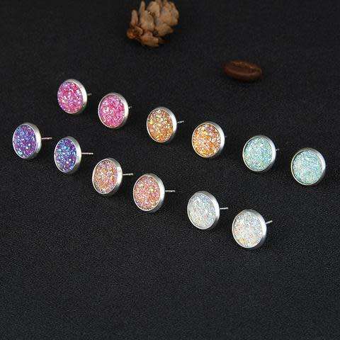 Beautiful Bling Earring Sets 6 Pairs / Set Mixed Colour Cute Round Stud Earrings
